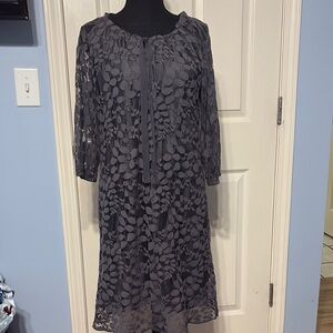 Garnet Hill Gray Cocktail Dress with 3/4 Bishop Sleeves